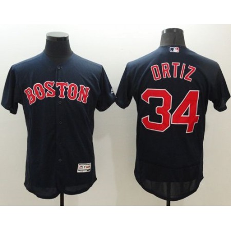 Red Sox #34 David Ortiz Navy Blue Flexbase Authentic Collection Stitched MLB Jersey