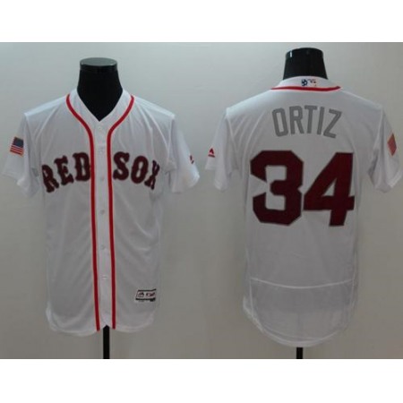 Red Sox #34 David Ortiz White Fashion Stars & Stripes Flexbase Authentic Stitched MLB Jersey