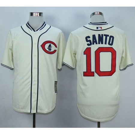 Cubs #10 Ron Santo Cream 1929 Turn Back The Clock Stitched MLB Jersey