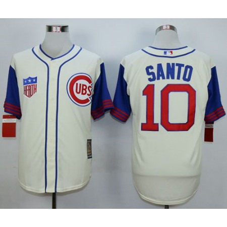 Cubs #10 Ron Santo Cream 1942 Turn Back The Clock Stitched MLB Jersey