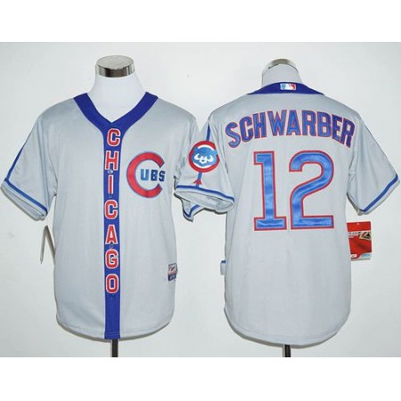 Cubs #12 Kyle Schwarber Grey Cooperstown Stitched MLB Jersey