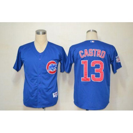 Cubs #13 Starlin Castro Blue Cool Base Stitched MLB Jersey
