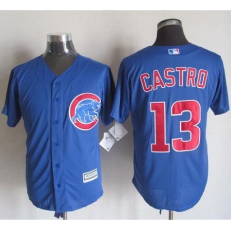 Cubs #13 Starlin Castro Blue New Cool Base Stitched MLB Jersey