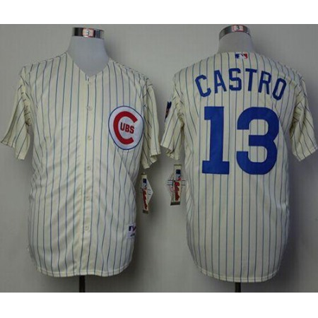 Cubs #13 Starlin Castro Cream 1969 Turn Back The Clock Stitched MLB Jersey