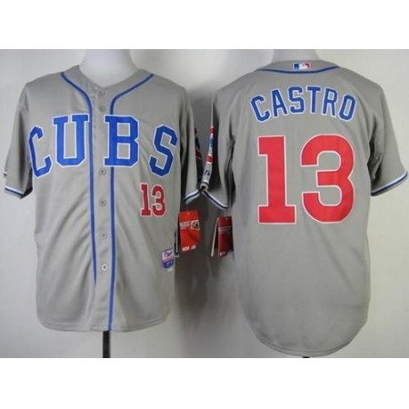 Cubs #13 Starlin Castro Grey Alternate Road Cool Base Stitched MLB Jersey