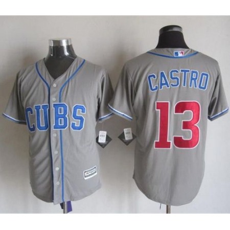 Cubs #13 Starlin Castro Grey Alternate Road New Cool Base Stitched MLB Jersey