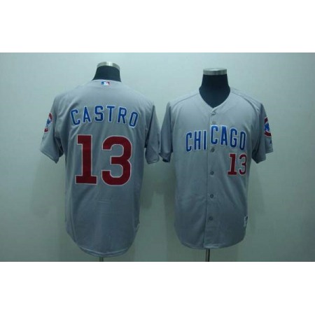 Cubs #13 Starlin Castro Stitched Grey MLB Jersey