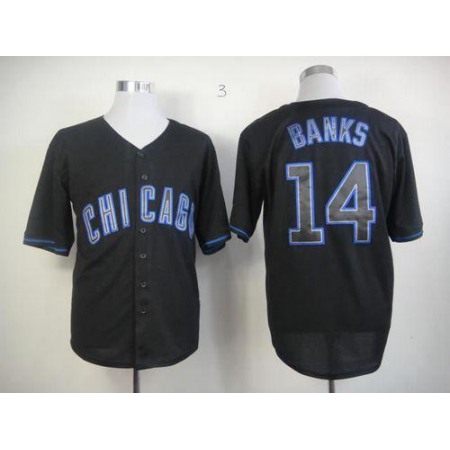 Cubs #14 Ernie Banks Black Fashion Stitched MLB Jersey