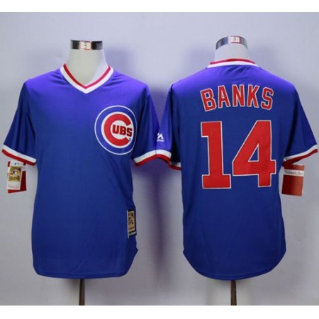 Cubs #14 Ernie Banks Blue Cooperstown Stitched MLB Jersey