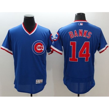 Cubs #14 Ernie Banks Blue Flexbase Authentic Collection Cooperstown Stitched MLB Jersey