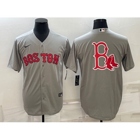 Men's Boston Red Sox Gray Team Big Logo Cool Base Stitched Jersey