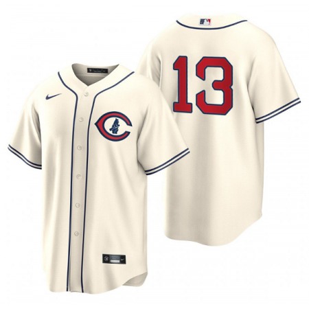 Men's Chicago Cubs #13 David Bote 2022 Cream Field of Dreams Cool Base Stitched Baseball Jersey