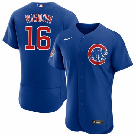 Men's Chicago Cubs #16 Patrick Wisdom Blue Flex Base Stitched Jersey