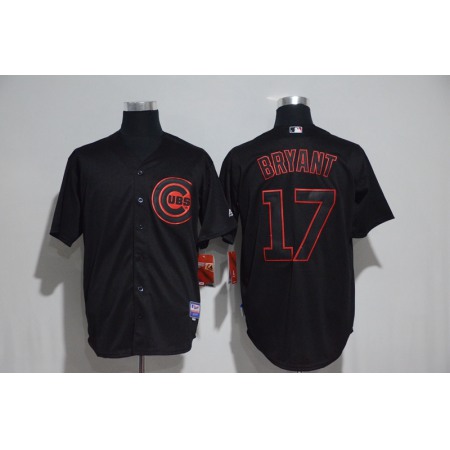 Men's Chicago Cubs #17 Kris Bryant Black Strip Stitched MLB Jersey