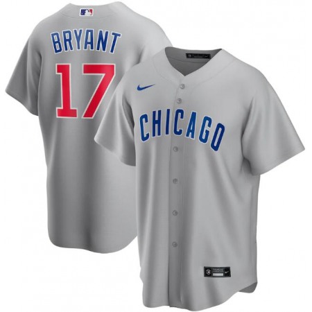 Men's Chicago Cubs #17 Kris Bryant Grey Cool Base Stitched Jersey