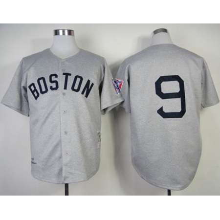 Mitchell And Ness 1939 Red Sox #9 Ted Williams Grey Throwback Stitched MLB Jersey