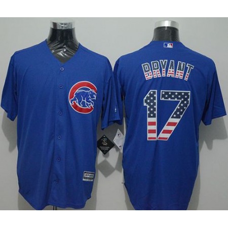 Cubs #17 Kris Bryant Blue USA Flag Fashion Stitched MLB Jersey