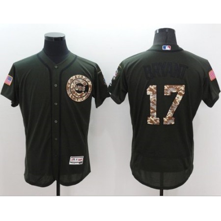 Cubs #17 Kris Bryant Green Flexbase Authentic Collection Salute to Service Stitched MLB Jersey