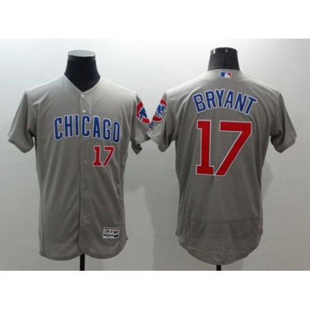 Cubs #17 Kris Bryant Grey Flexbase Authentic Collection Road Stitched MLB Jersey