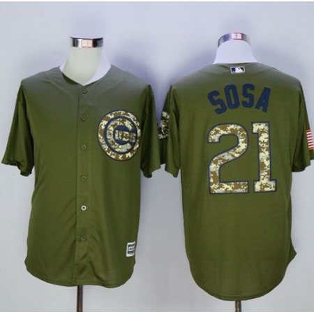 Cubs #21 Sammy Sosa Green Camo New Cool Base Stitched MLB Jersey