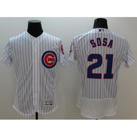Cubs #21 Sammy Sosa White Flexbase Authentic Collection Stitched MLB Jersey