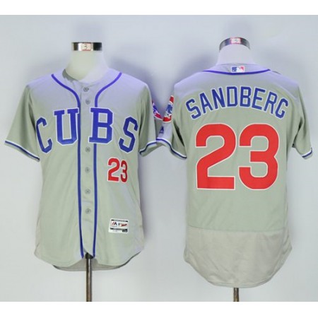 Cubs #23 Ryne Sandberg Grey Flexbase Authentic Collection Alternate Road Stitched MLB Jersey