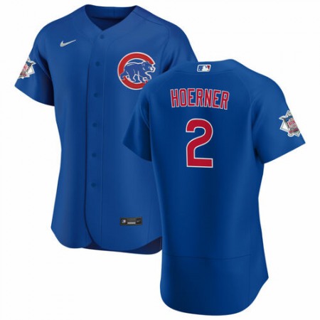 Men's Chicago Cubs #2 Nino Hoerner Blue Flex Base Stitched Jersey