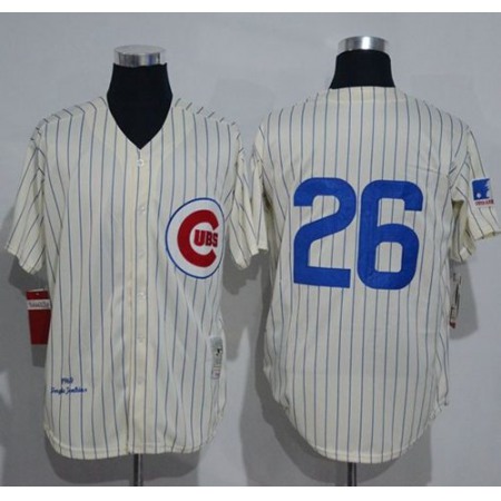 Mitchell And Ness 1969 Cubs #26 Billy Williams Cream Strip Throwback Stitched MLB Jersey