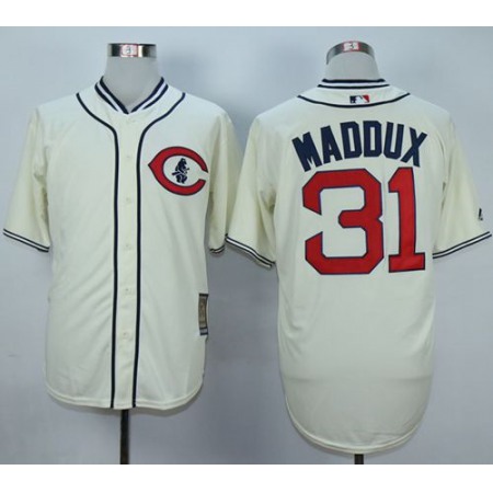 Cubs #31 Greg Maddux Cream 1929 Turn Back The Clock Stitched MLB Jersey