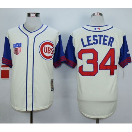 Cubs #34 Jon Lester Cream 1942 Turn Back The Clock Stitched MLB Jersey