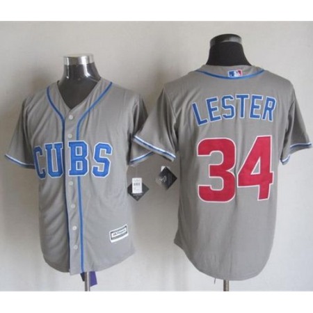 Cubs #34 Jon Lester Grey Alternate Road New Cool Base Stitched MLB Jersey