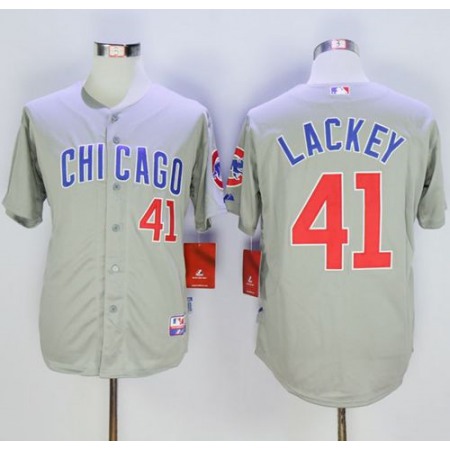 Cubs #41 John Lackey Grey Road Cool Base Stitched MLB Jersey