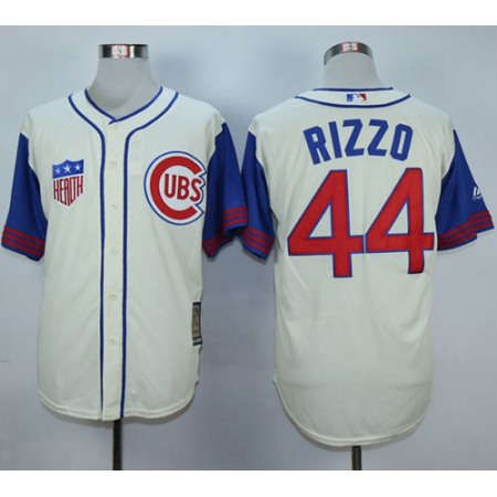 Cubs #44 Anthony Rizzo Cream/Blue 1942 Turn Back The Clock Stitched MLB Jersey
