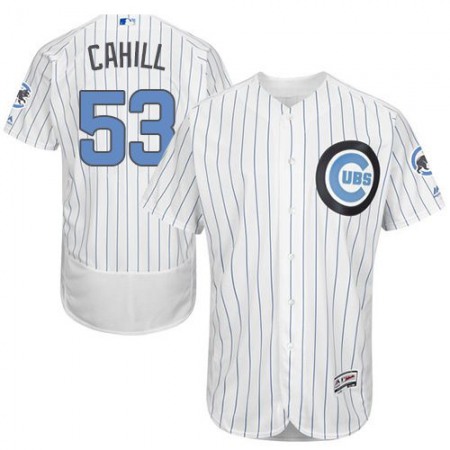 Cubs #53 Trevor Cahill White(Blue Strip) Flexbase Authentic Collection 2016 Father's Day Stitched MLB Jersey