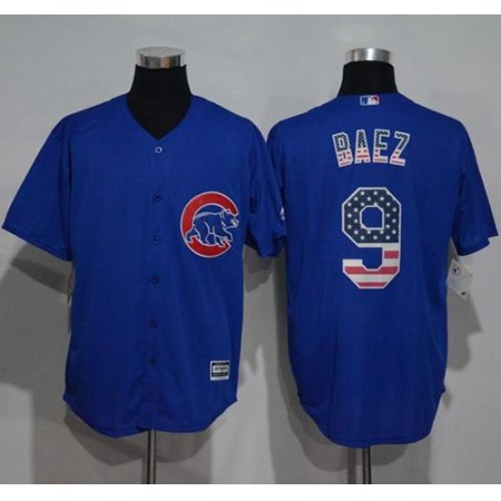 Cubs #9 Javier Baez Blue USA Flag Fashion Stitched MLB Jersey