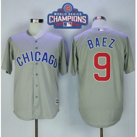 Cubs #9 Javier Baez Grey New Cool Base 2016 World Series Champions Stitched MLB Jersey