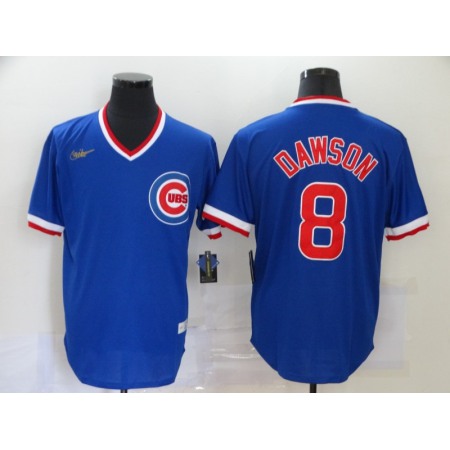 Men's Chicago Cubs #8 Andre Dawson Blue Throwback Cool Base Stitched Jersey