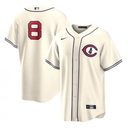 Men's Chicago Cubs #8 ian Happ 2022 Cream Field of Dreams Cool Base Stitched Baseball Jersey