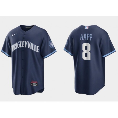 Men's Chicago Cubs #8 ian Happ Navy City Connect Cool Base Stitched Baseball Jersey