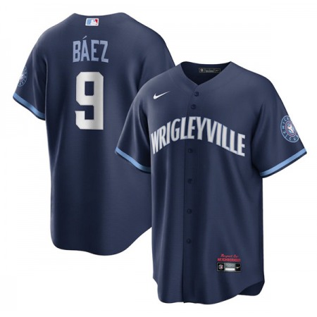 Men's Chicago Cubs #9 Javier Baez 2021 Navy City Connect Stitched MLB Jersey