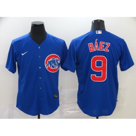Men's Chicago Cubs #9 Javier Baez Blue Cool Base Stitched MLB Jersey