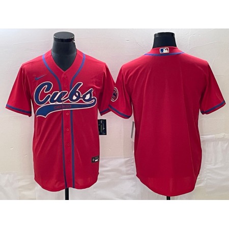 Men's Chicago Cubs Blank Red Cool Base Stitched Baseball Jersey
