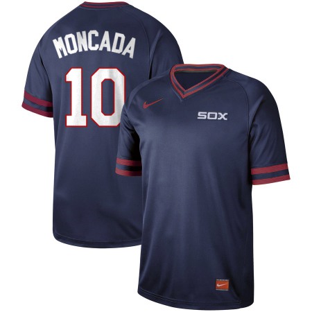 Men's Chicago White Sox #10 Yoan Moncada Navy Cooperstown Collection Legend Stitched MLB Jersey