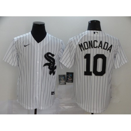 Men's Chicago White Sox #10 Yoan Moncada White Cool Base Stitched MLB Jersey