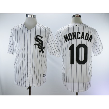 Men's Chicago White Sox #10 Yoan Moncada White Cool Base Stitched MLB Jersey