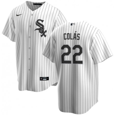Men's Chicago White Sox #22 Oscar Colas White Cool Base Stitched Jersey