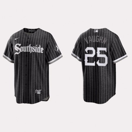 Men's Chicago White Sox #25 Andrew Clayton Vaughn Black 2021 City Connect Cool Base Stitched Jersey