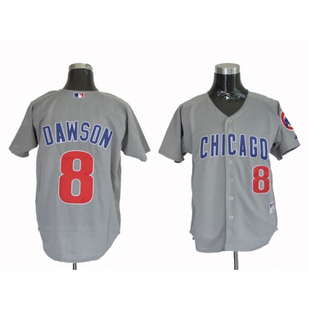 Mitchell and Ness Cubs #8 Andre Dawson Stitched Grey Throwback MLB Jersey