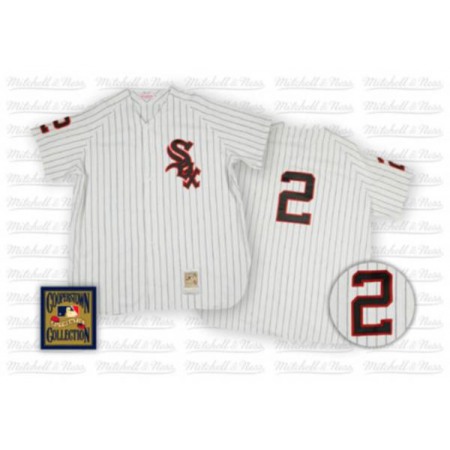 Mitchell and Ness White Sox #2 Nellie Fox Stitched White Throwback MLB Jersey