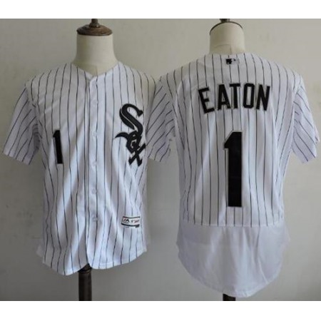 White Sox #1 Adam Eaton White(Black Strip) Flexbase Authentic Collection Stitched MLB Jersey